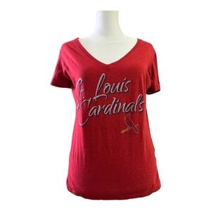 St. Louis Cardinals Women's Red V-Neck Top Medium